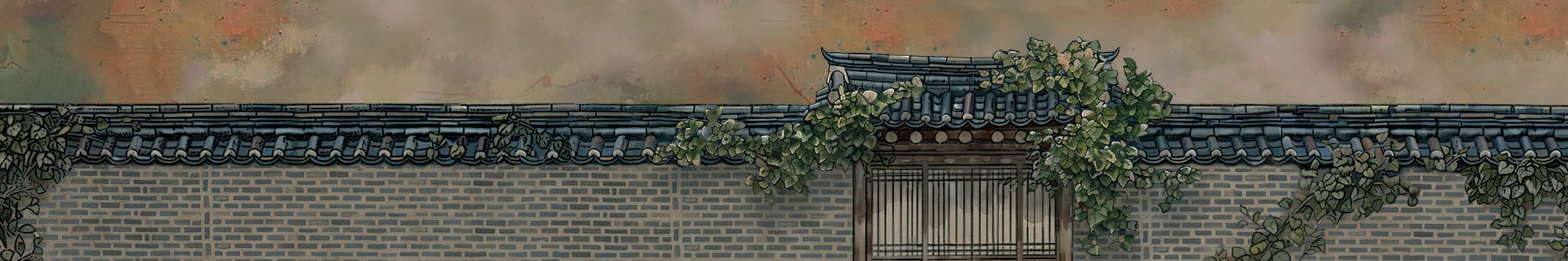 Traditional Korean palace stone wall and nature scenery